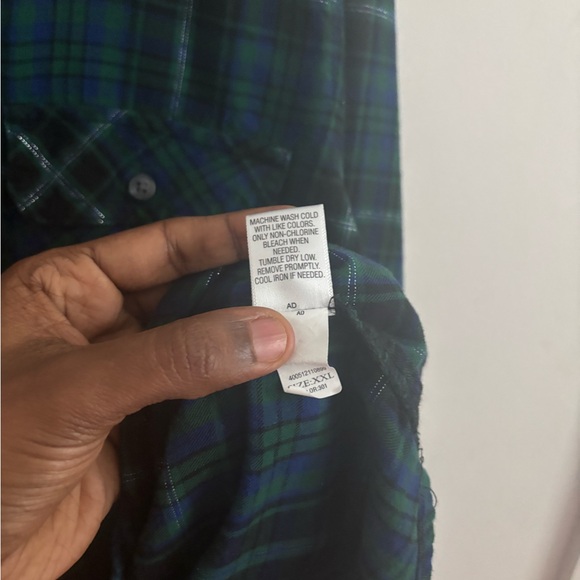 Croft Barrow Shirt Green Plaid XXL Flannel Button Up   Grunge Christmas Holiday - Picture 3 of 5